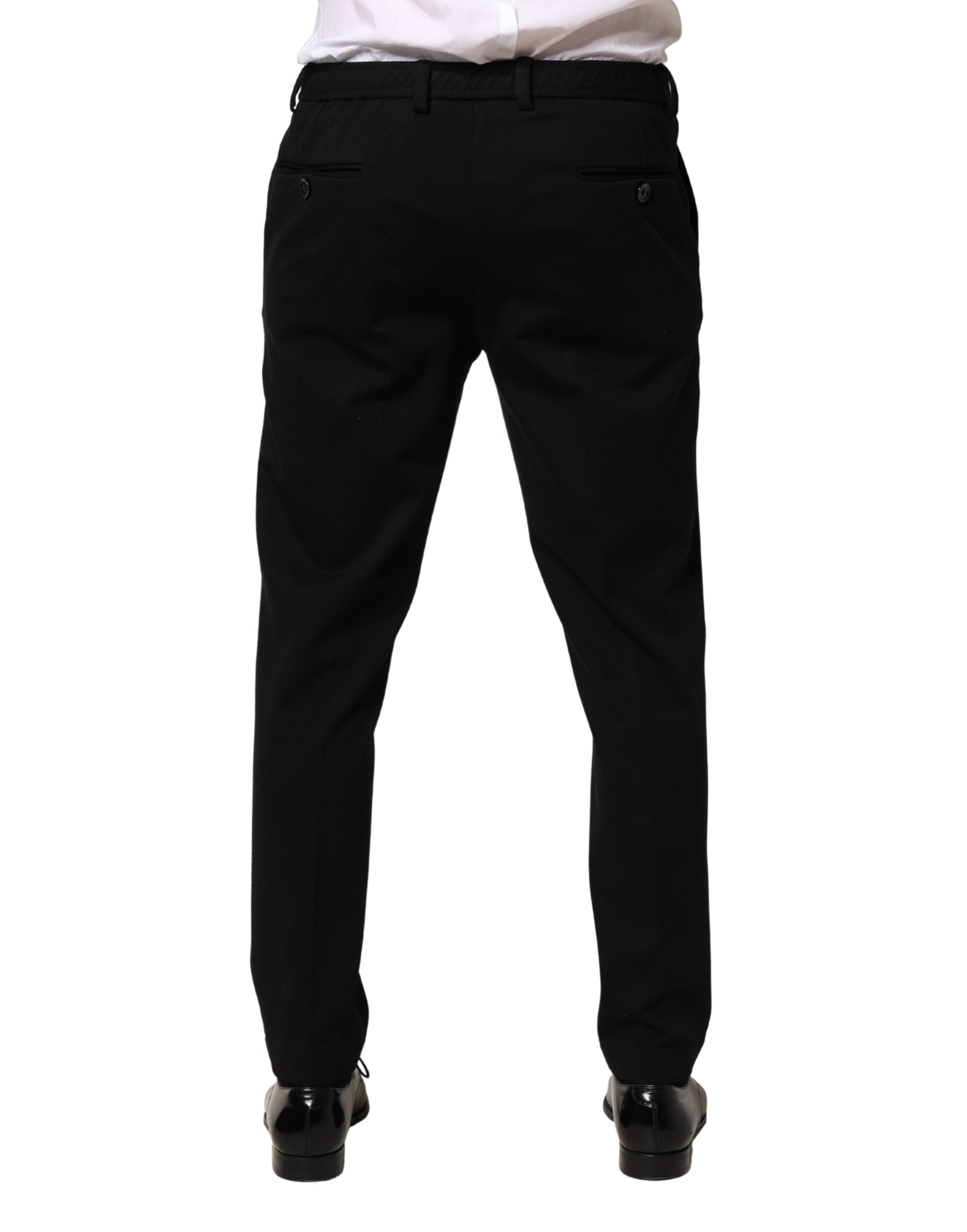 Black Wool Skinny Men Dress Trouser Pants