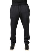 Black Polyester Skinny Jogger Trouser Pants