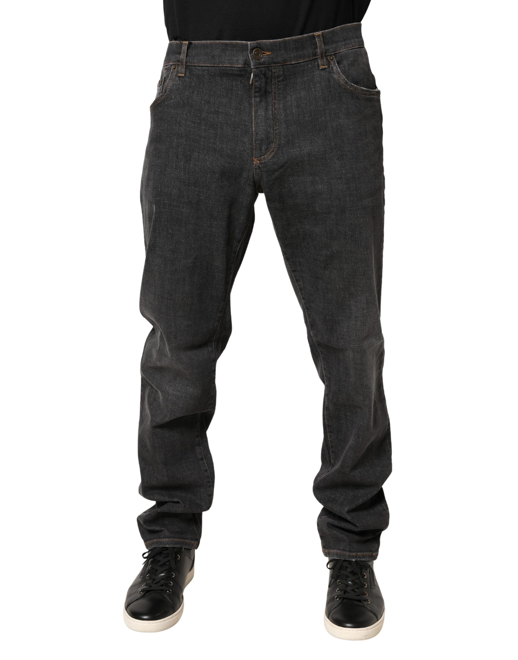 Dark Gray Slim Fit Cotton Men Denim Jeans