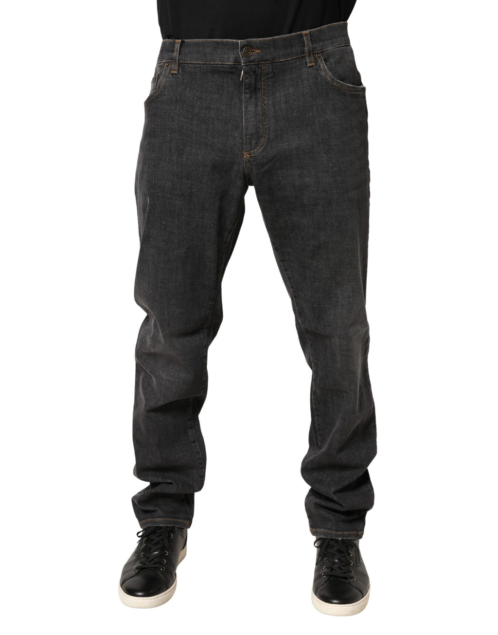Dark Gray Slim Fit Cotton Men Denim Jeans