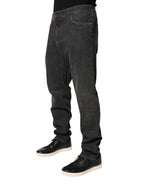 Dark Gray Slim Fit Cotton Men Denim Jeans