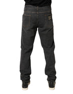 Dark Gray Slim Fit Cotton Men Denim Jeans