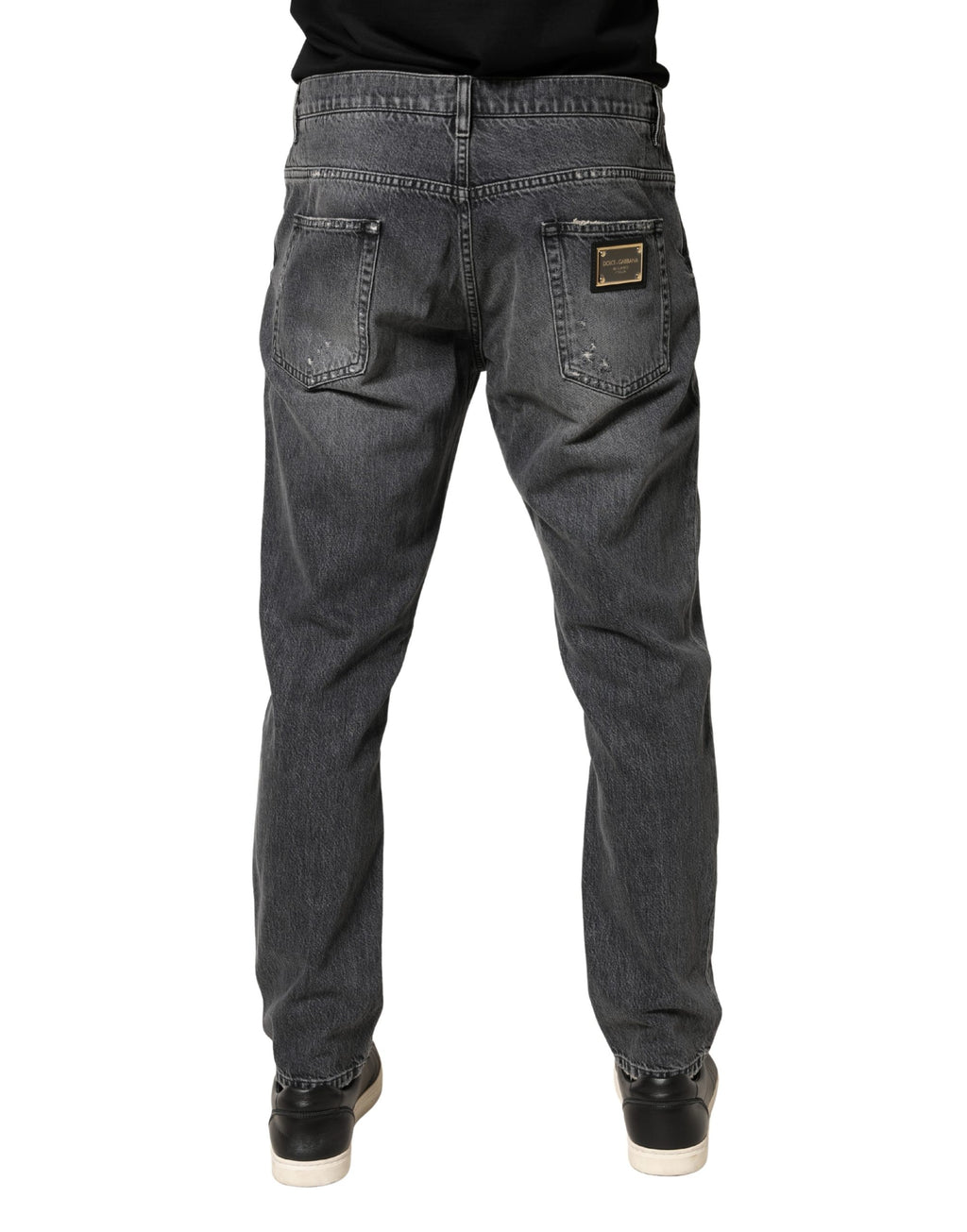 Dark Gray Tattered Cotton Loose Denim Jeans