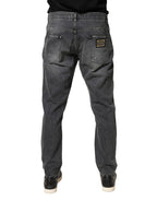 Dark Gray Tattered Cotton Loose Denim Jeans