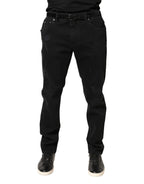 Black Tattered Skinny Cotton Denim Jeans