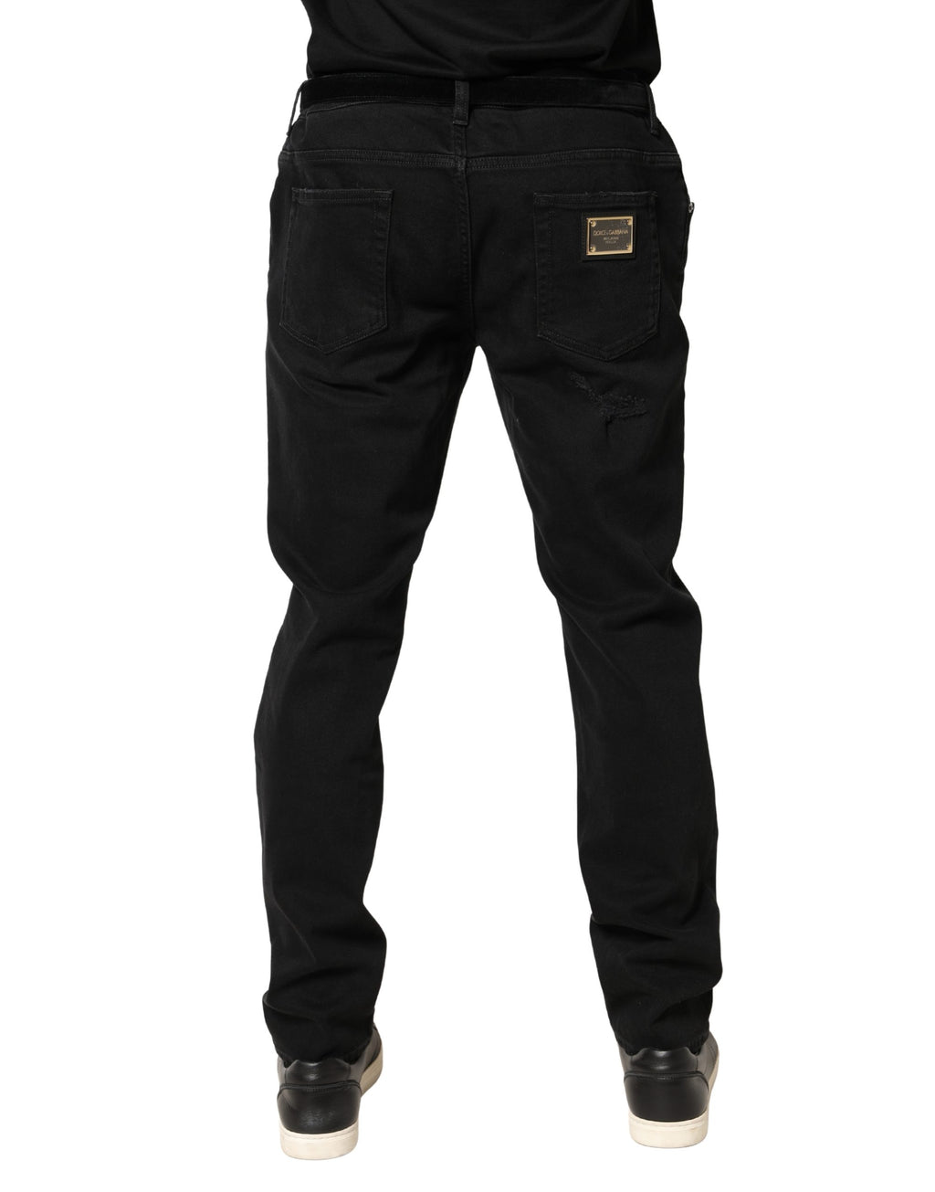 Black Tattered Skinny Cotton Denim Jeans