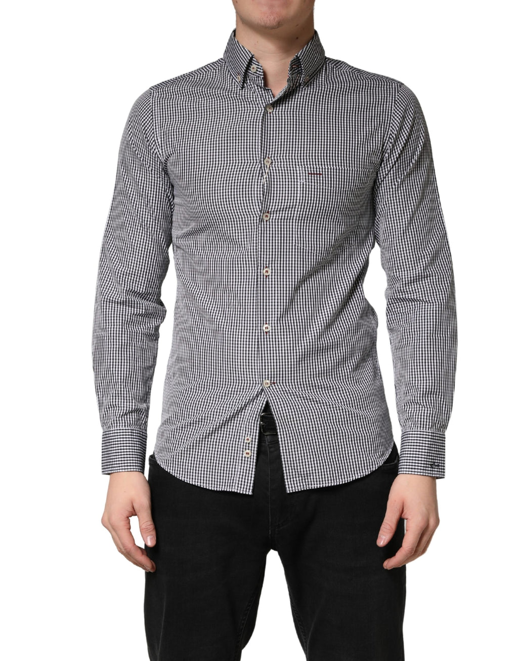 Gray Cotton Long Sleeves Button Down Dress Shirt