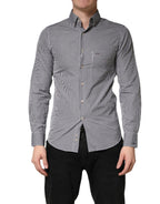 Gray Cotton Long Sleeves Button Down Dress Shirt