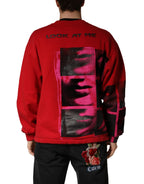 Red Graphic Crew Neck Men Sweatshirt Sweater