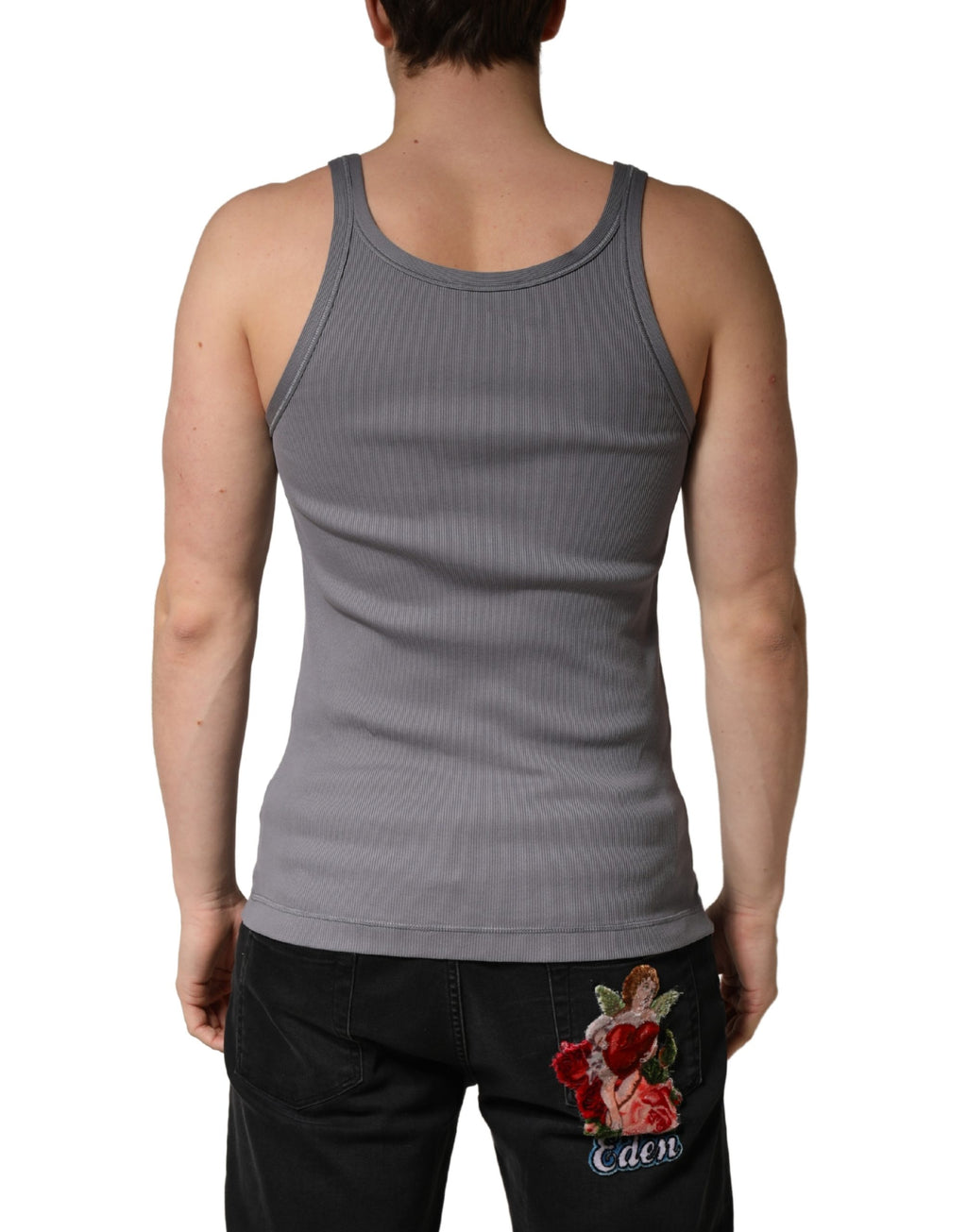 Gray Sleeveless Round Neck Tank Top T-shirt