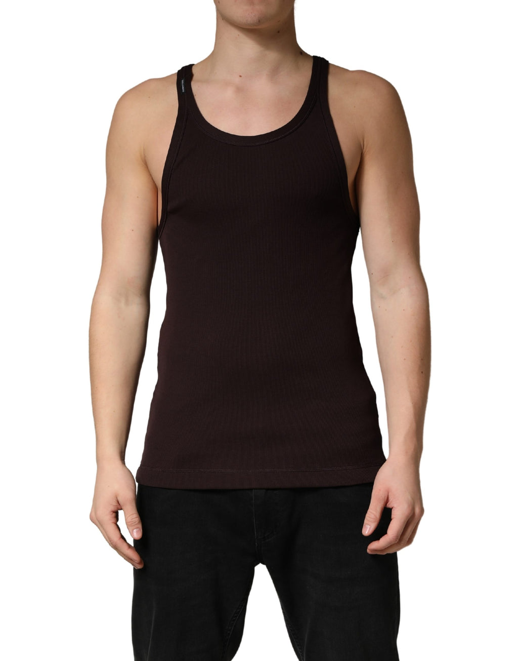 Brown Sleeveless Round Neck Tank Top T-shirt