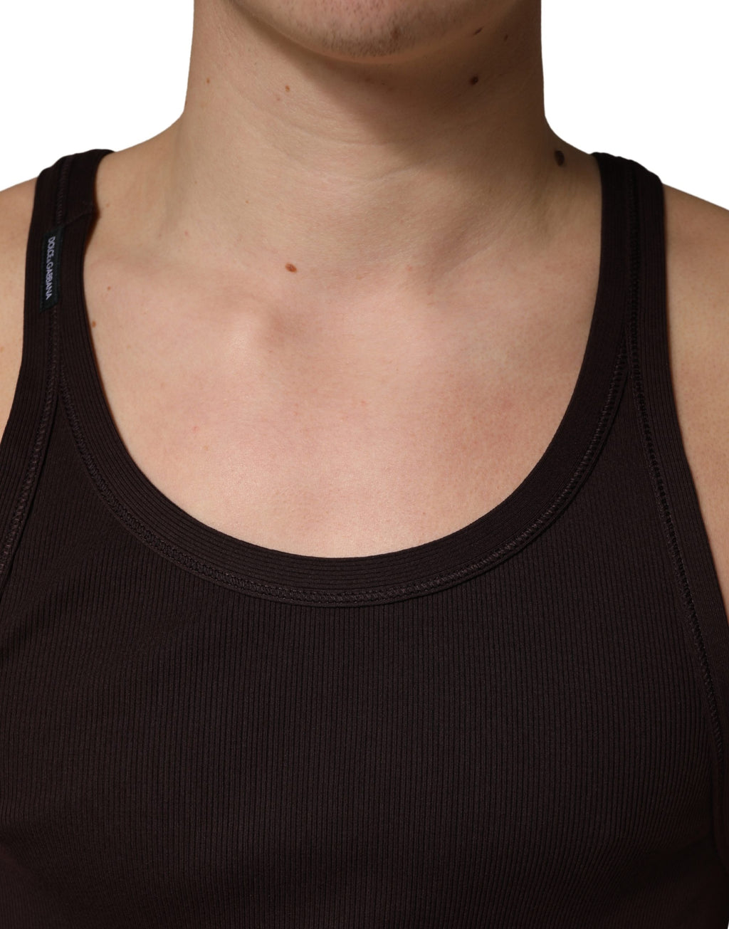 Brown Sleeveless Round Neck Tank Top T-shirt