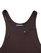 Brown Sleeveless Round Neck Tank Top T-shirt