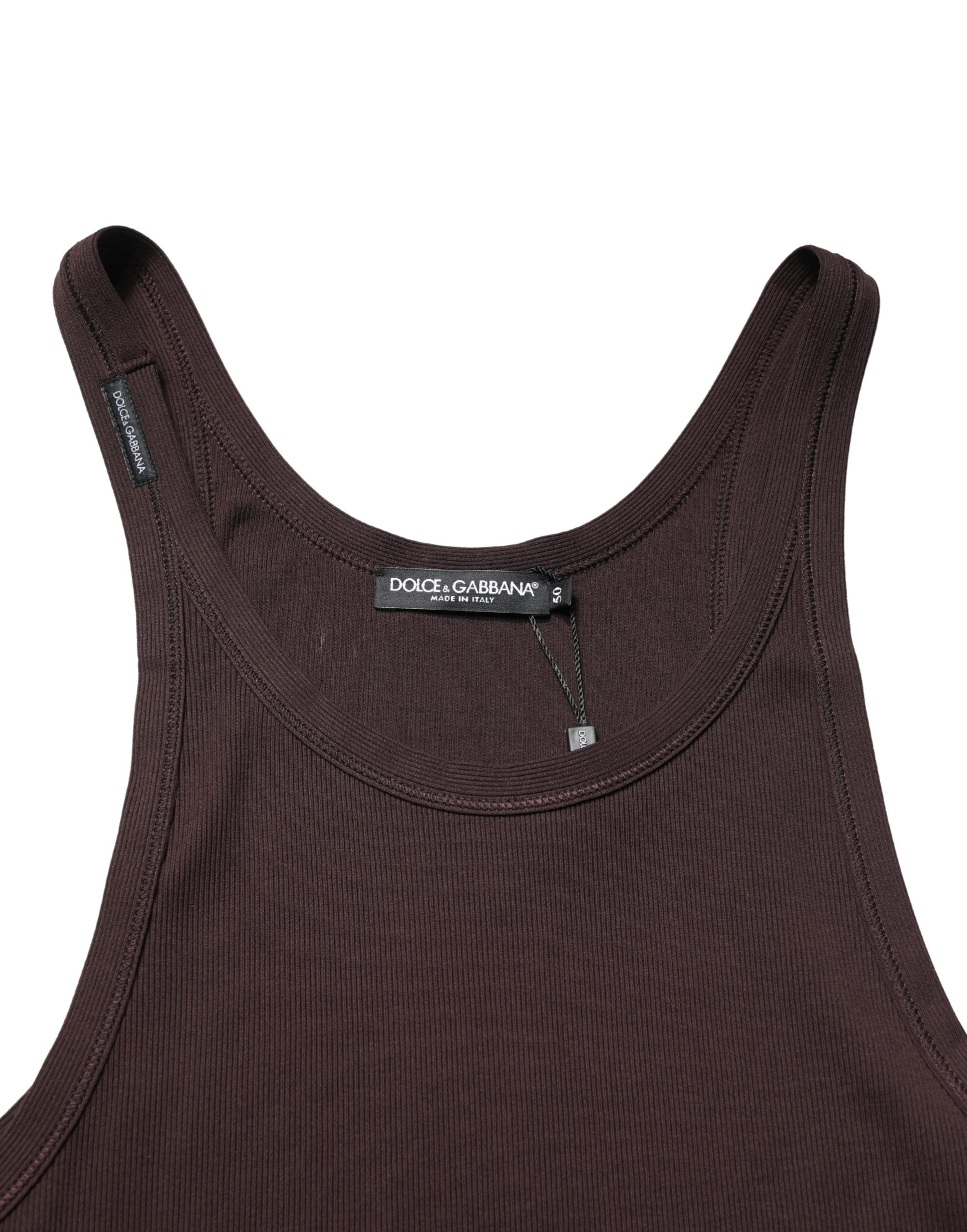 Brown Sleeveless Round Neck Tank Top T-shirt