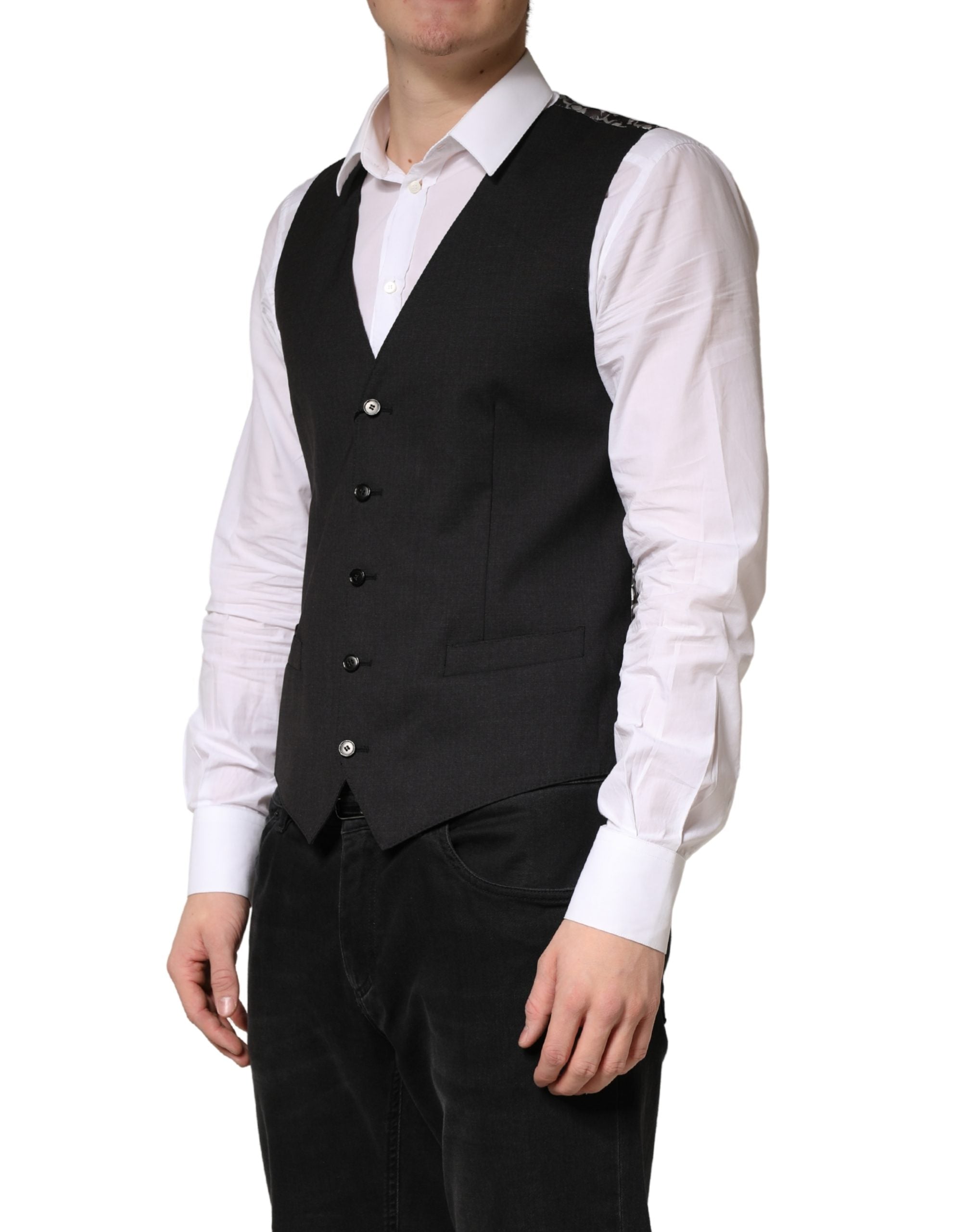 Black Wool Dress Men Formal Waistcoat Vest