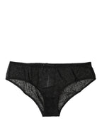 Black Nylon Stretch Mid Waist Brief Underwear