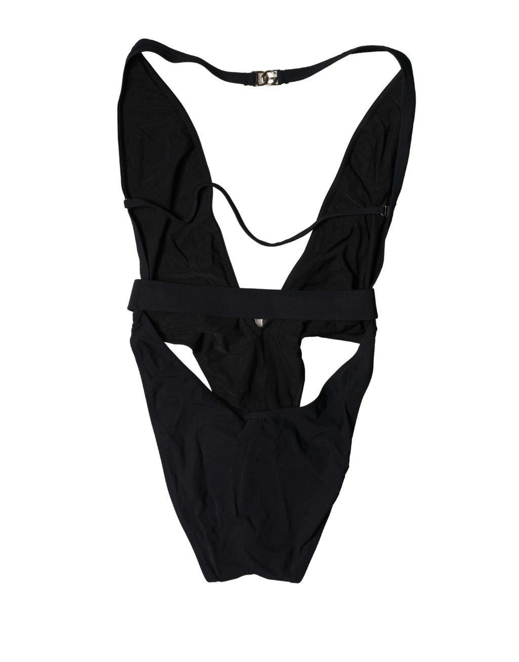Black DG Nylon One-Piece Swimsuit Swimwear