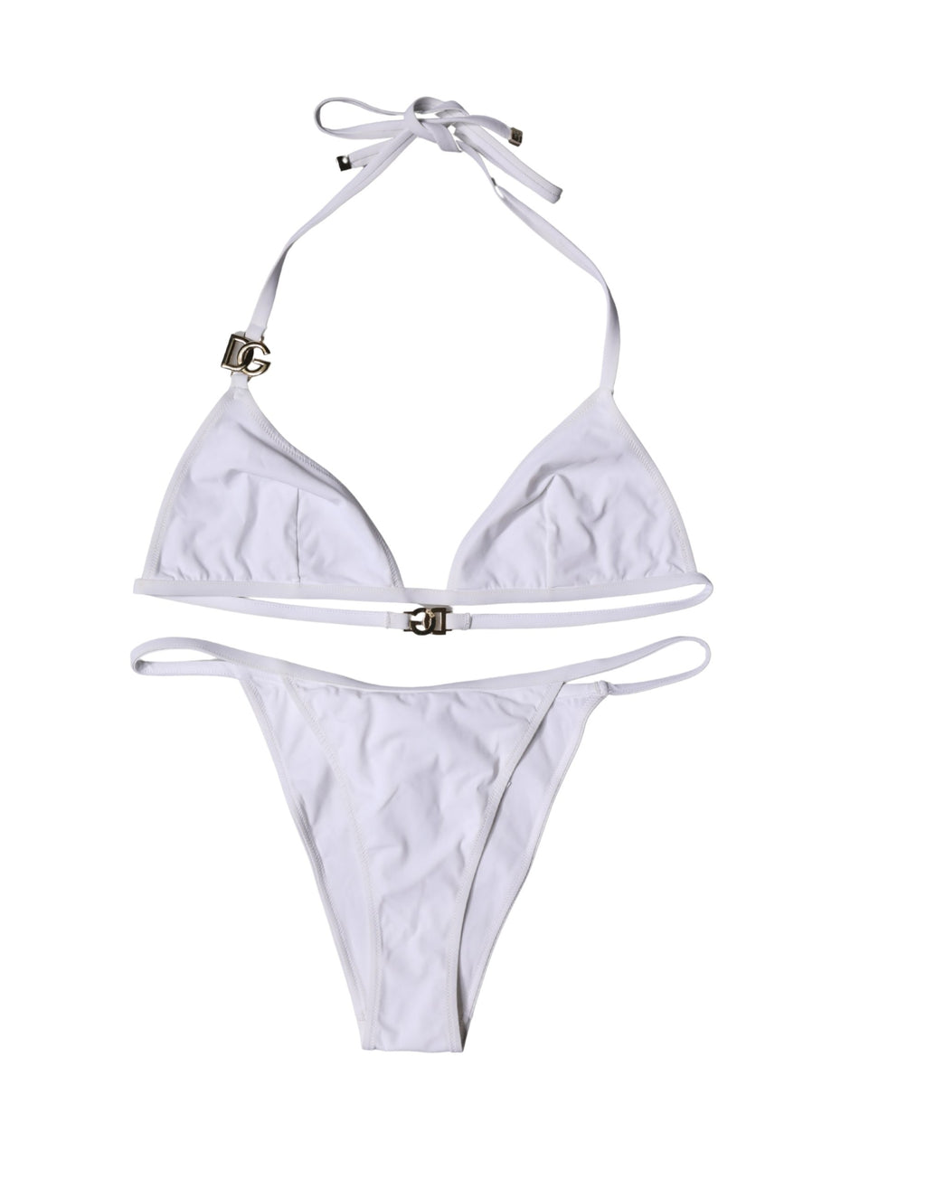 White Logo Swimsuit 2 Piece Top Bottom Swimwear