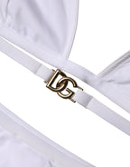 White Logo Swimsuit 2 Piece Top Bottom Swimwear