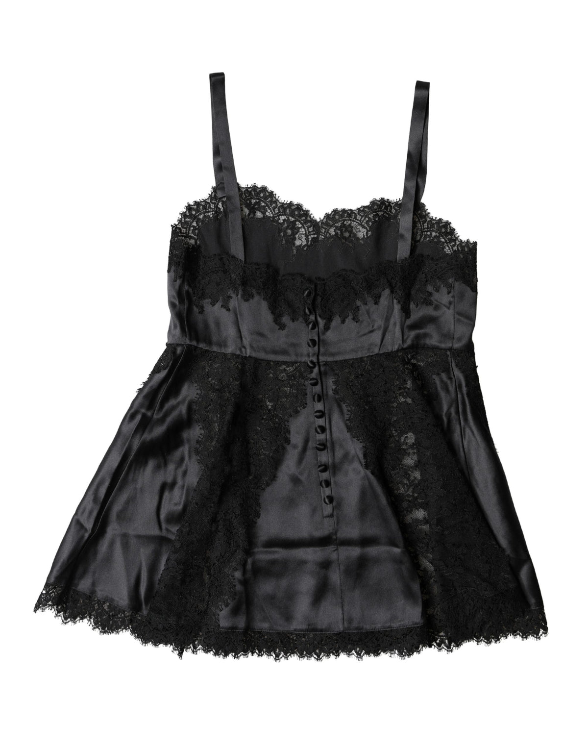 Black Silk Lace Trim Lingerie Top Underwear