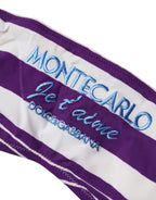 Purple White Stripes Nylon Bandeau Swimwear