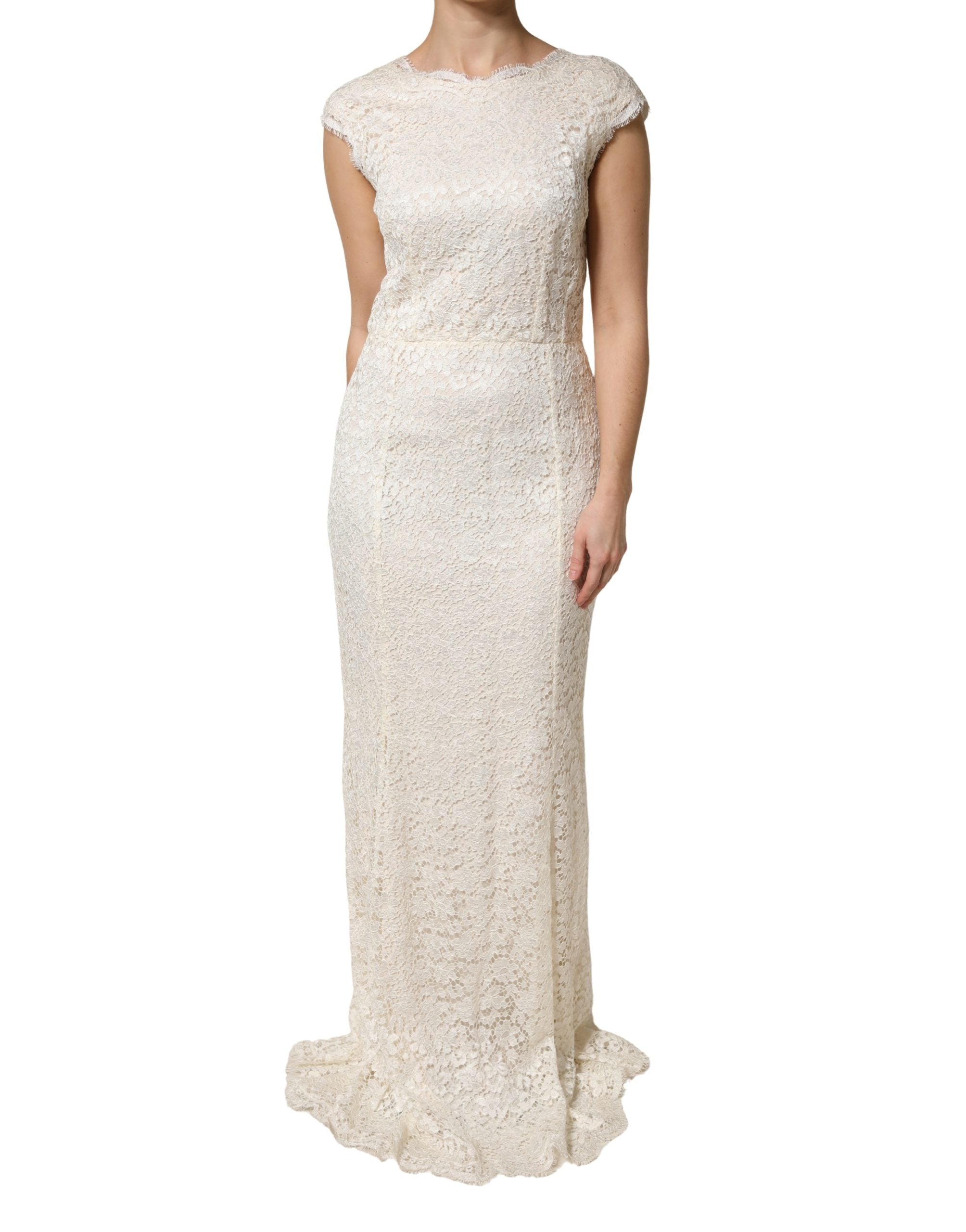 White Lace Viscose Sheath Long Gown Dress