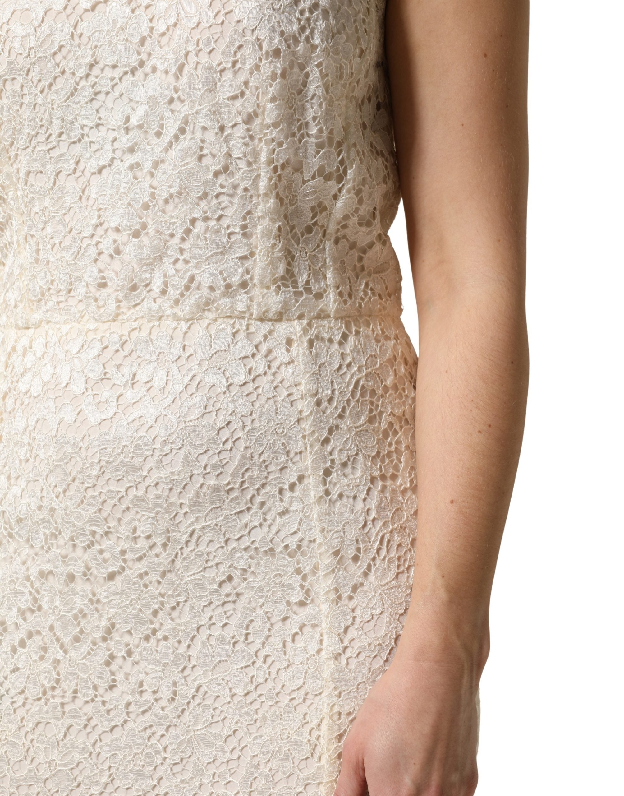 White Lace Viscose Sheath Long Gown Dress