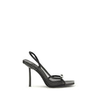 Black Calf Leather Bos Taurus Stiletto Heel Sandals