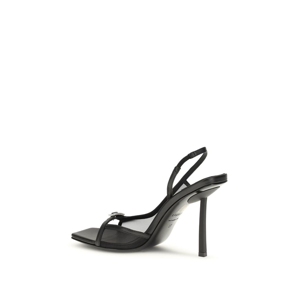 Black Calf Leather Bos Taurus Stiletto Heel Sandals