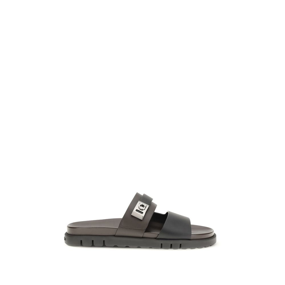 Black Calf Leather Bos Taurus Sandals