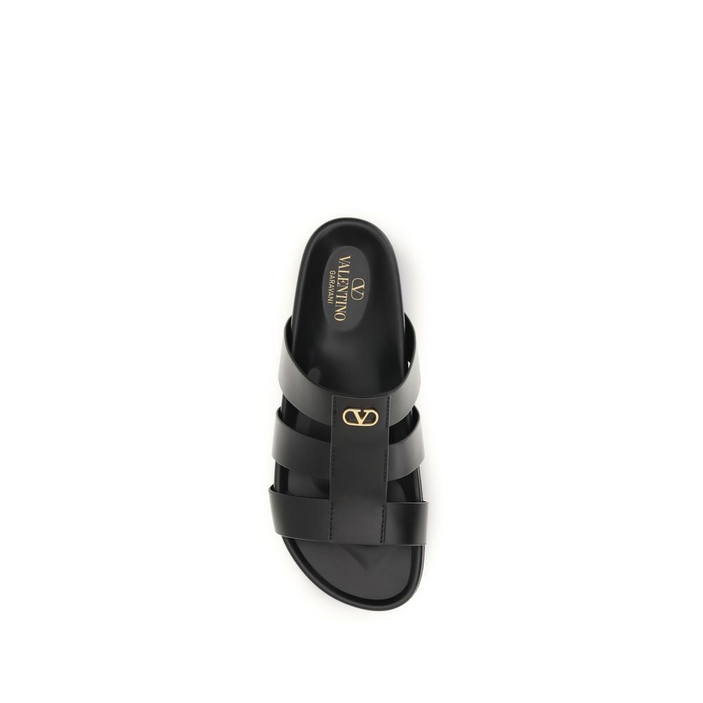 Black Calf Leather Bos Taurus Sandals