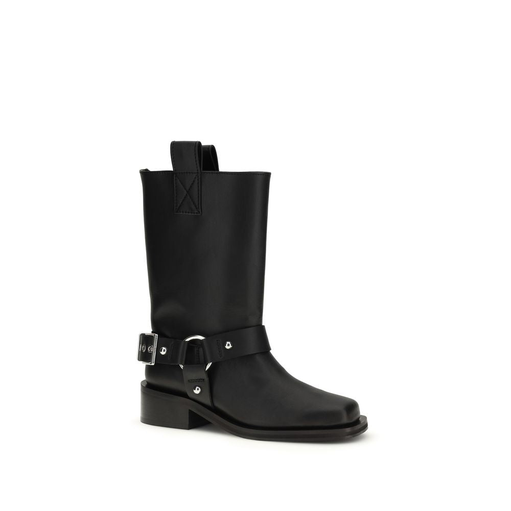 Black Calf Leather Bos Taurus Lace-Up Boots