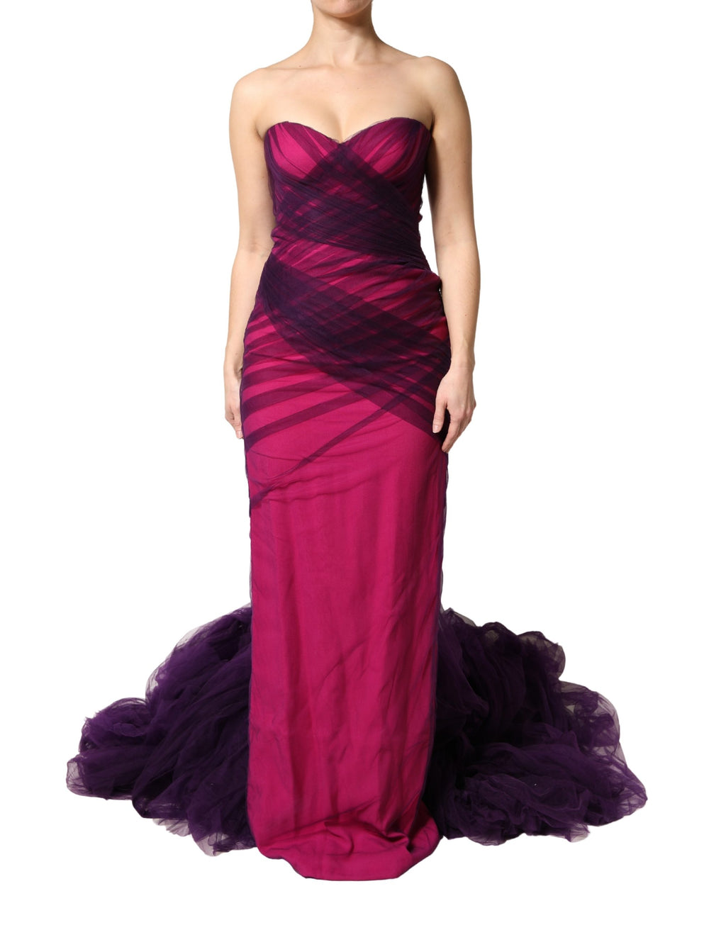 Pink Black Strapless Sheath Mermaid  Dress