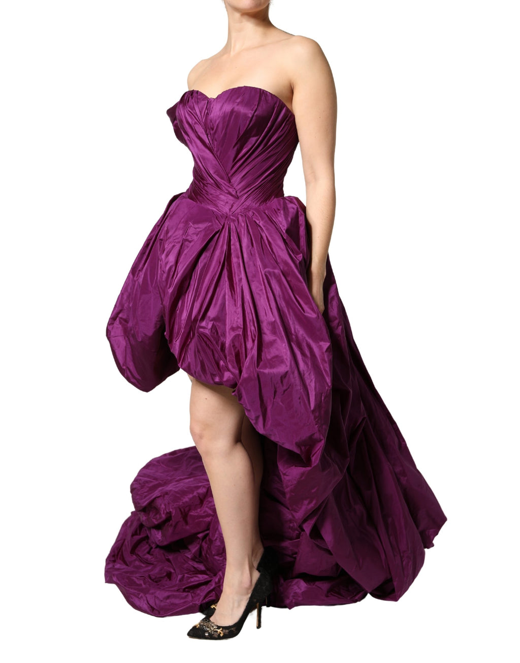 Purple Strapless A-line Asymmetric Dress