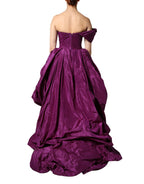 Purple Strapless A-line Asymmetric Dress