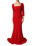 Red Viscose Sheath Bodycon Mermaid Dress