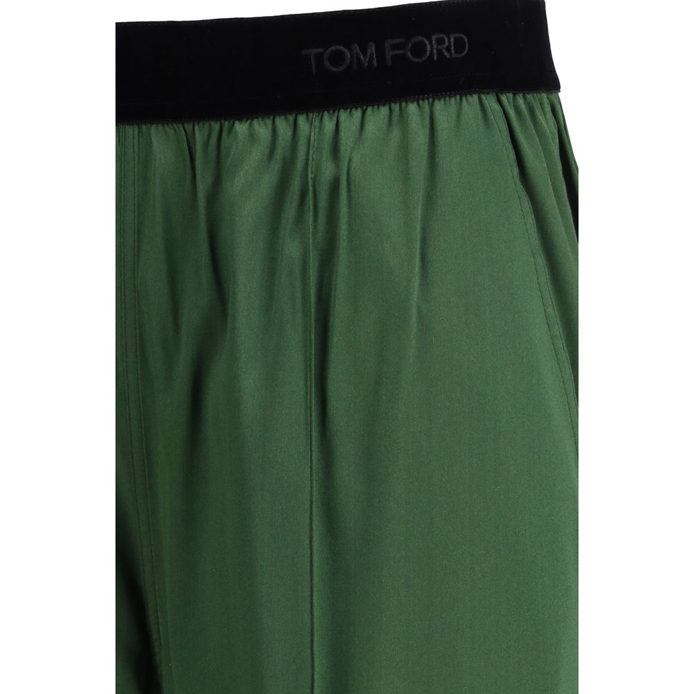 Bicolor Silk Casual Pants