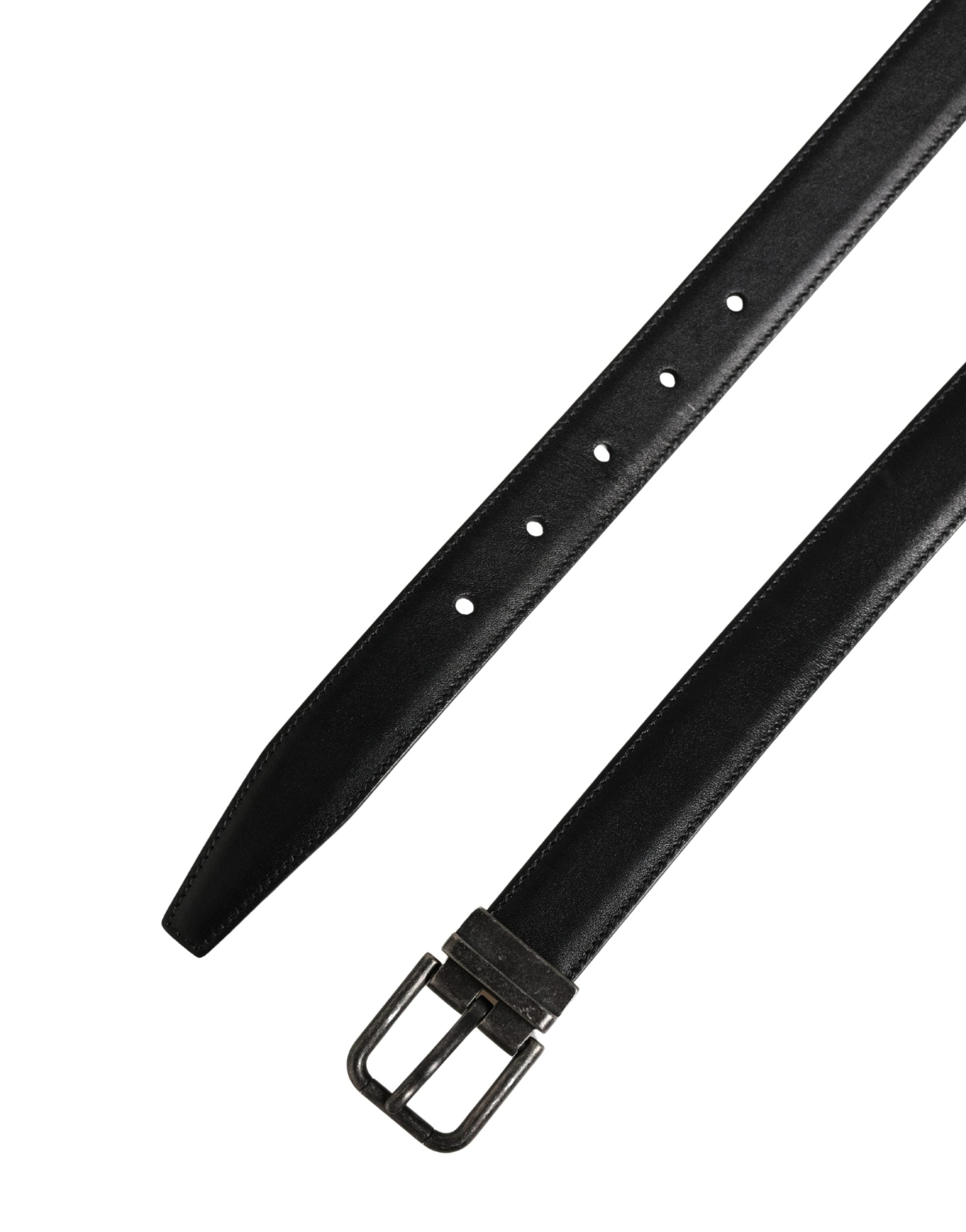 Men Black Classic Leather Metal Buckle Belt