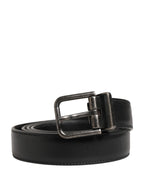 Men Black Classic Leather Metal Buckle Belt