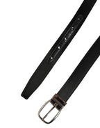 Men Black Classic Leather Metal Buckle Belt
