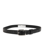 Men Black Classic Leather Metal Buckle Belt