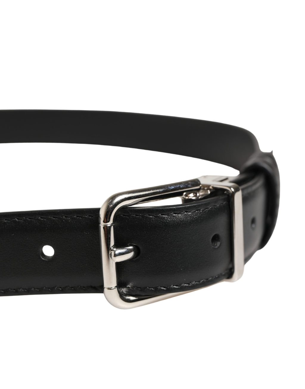 Men Black Classic Leather Metal Buckle Belt