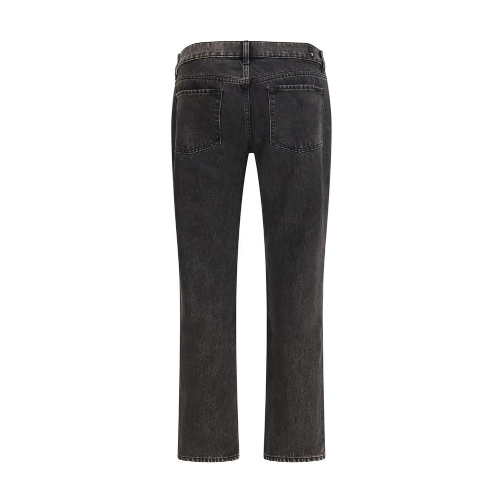 Black Cotton Straight-Leg Jeans
