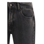Black Cotton Straight-Leg Jeans