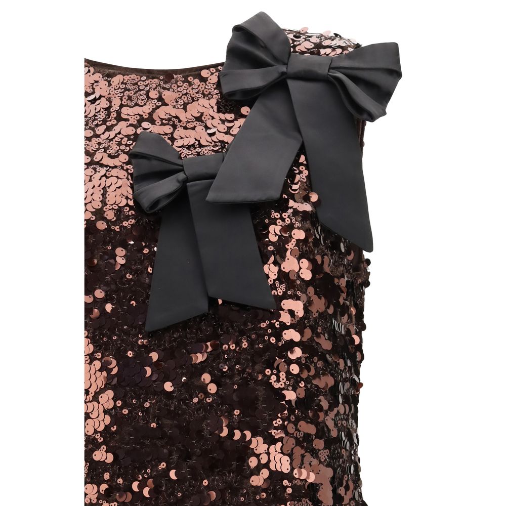 Brown Recycled Polyester Cocktail Dress