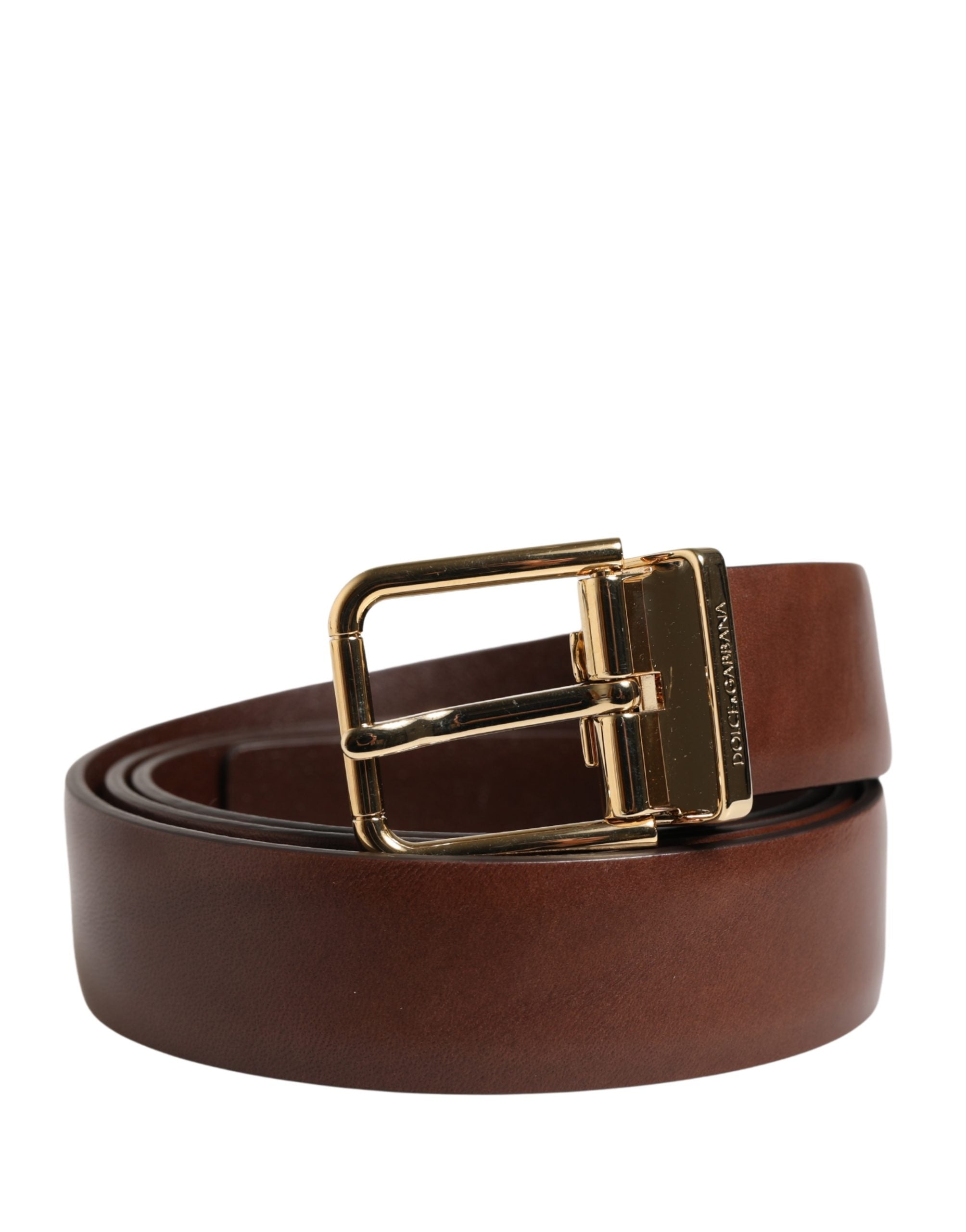 Men Brown Classic Leather Metal Buckle Belt