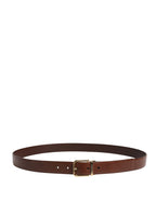 Men Brown Classic Leather Metal Buckle Belt