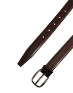 Men Brown Classic Leather Metal Buckle Belt