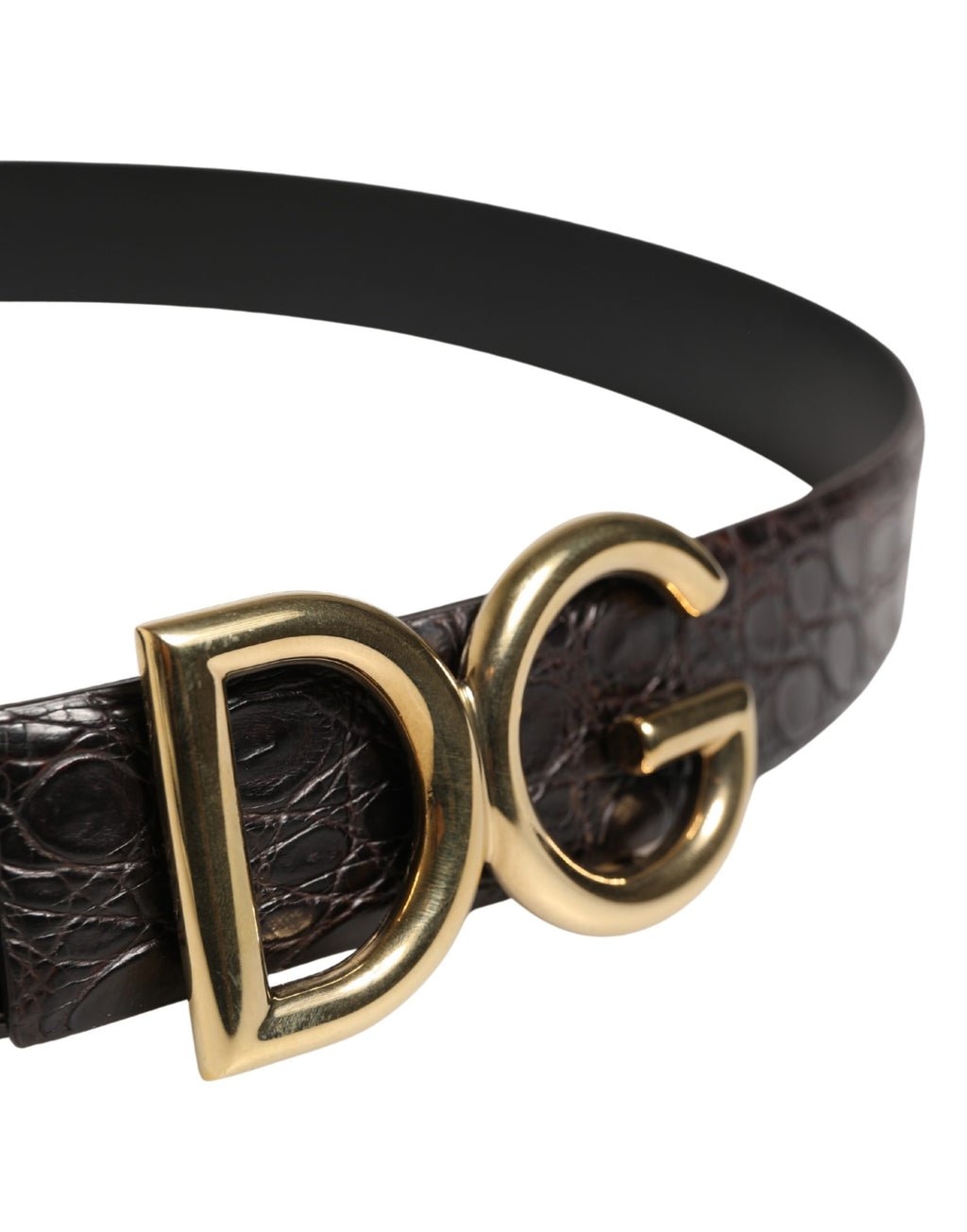 Men Black Exotic Leather Logo Buckle Belt