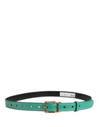 Men Green Classic Leather Metal Buckle Belt